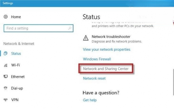 Select Network & Internet settings to open the settings page