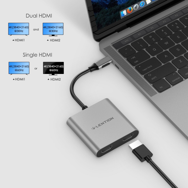 Lention C53s Dual HDMI USB-C Adapter